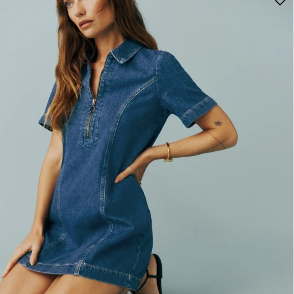 REFORMATION Denim Loeb Mini Dress 0